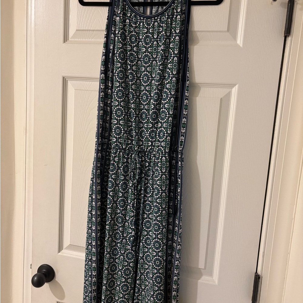 Max Studio Blue, Green and White Patterned Jumpsuit Large